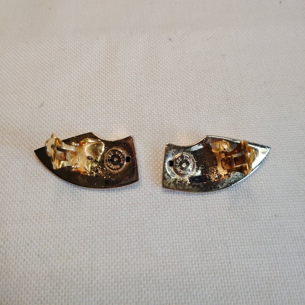 Robert Lee Morris Vintage Gold Plated Sculptural Clip On Earrings Signed - Picture 10 of 15